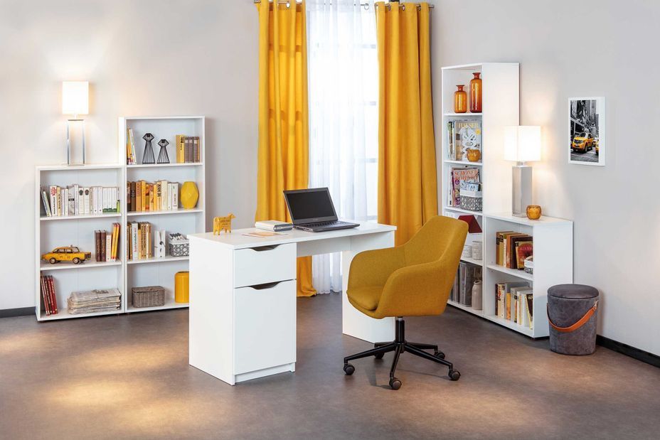 Chaise de bureau réglable tissu jaune Zenit - Photo n°7