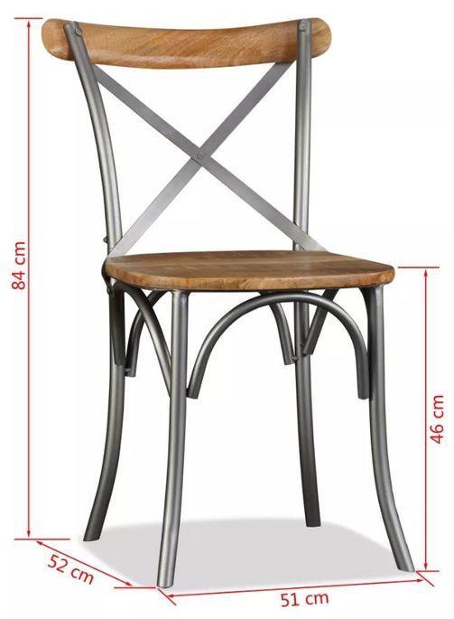 Chaise de cuisine bois vintage massif clair et métal gris Tiphen - Lot de 2 - Photo n°5