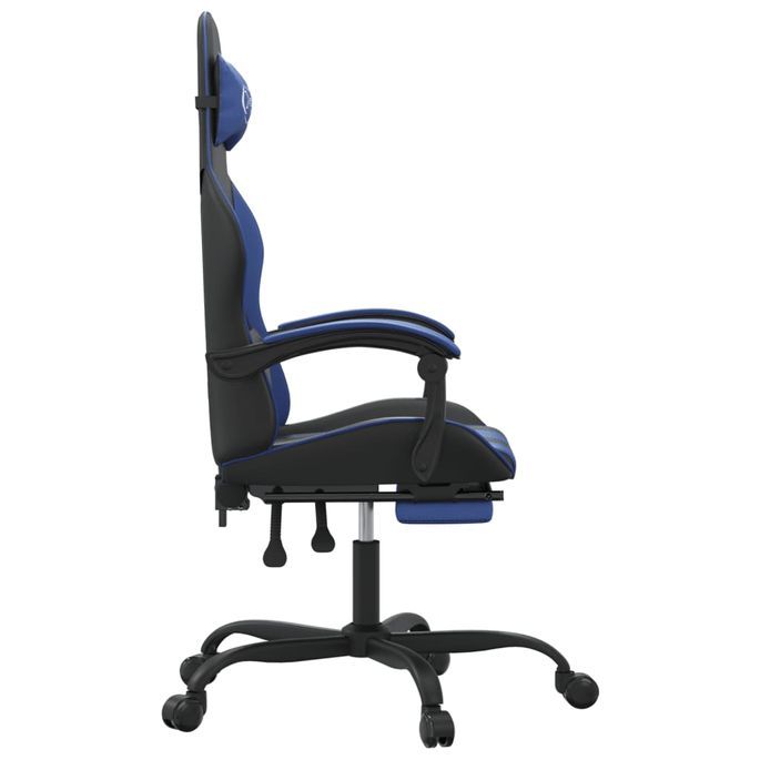 Chaise de jeu avec repose-pied Noir et bleu Similicuir 3 - Photo n°4