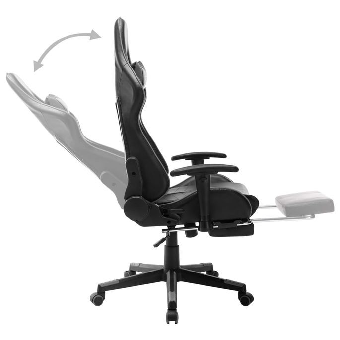 Chaise de jeu avec repose-pied Noir et gris Cuir artificiel - Photo n°6