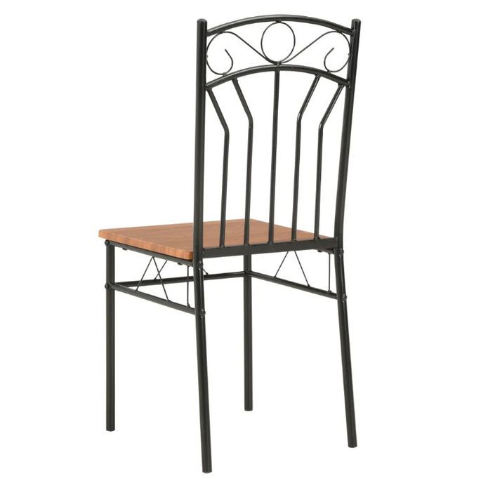 Chaise de salle à manger bois foncé et métal noir Wave - Lot de 2 - Photo n°4