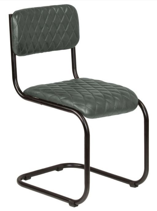 Chaise de salle à manger cuir gris et pieds métal noir Moundir H 85 - Lot de 2 - Photo n°2