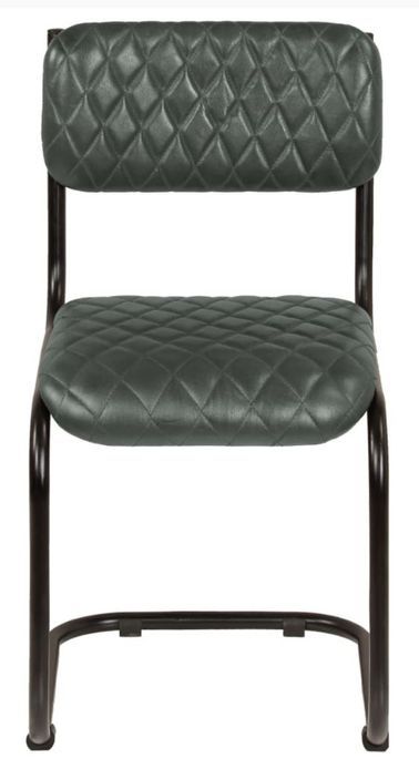 Chaise de salle à manger cuir gris et pieds métal noir Moundir H 85 - Lot de 2 - Photo n°3