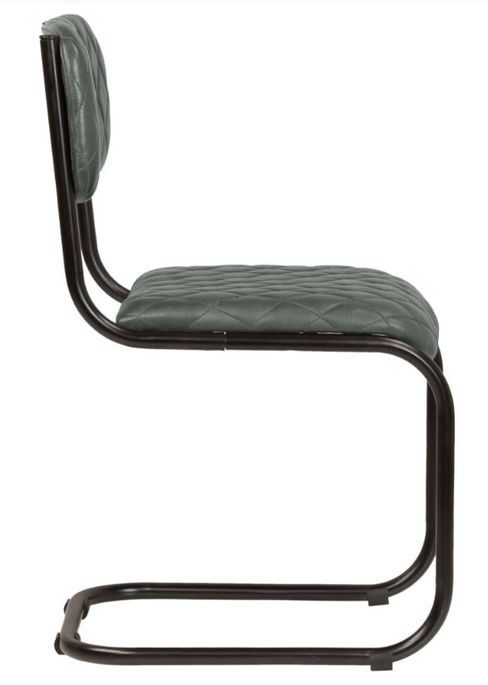 Chaise de salle à manger cuir gris et pieds métal noir Moundir H 85 - Lot de 2 - Photo n°4
