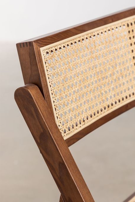 Chaise de salle à manger pliante en bois de Frêne foncé et osier Dukaz - Lot de 2 - Photo n°4