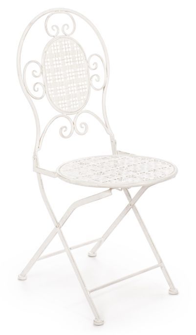 Chaise en fer blanc ivoire sans accoudoirs Emily - Lot de 4 - Photo n°1