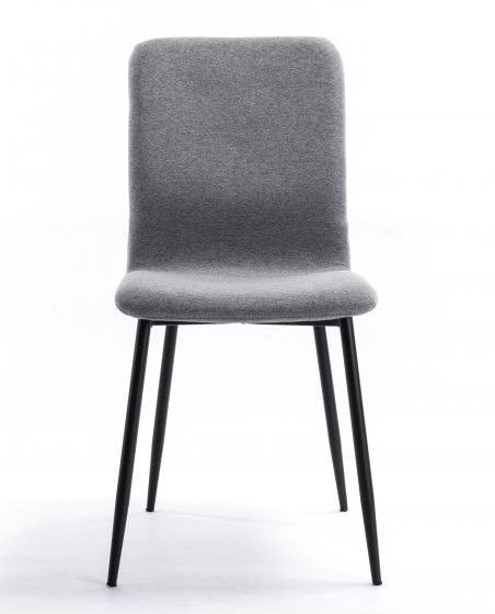 Chaise gris en tissu avec pieds en métal noir Sola- Lot de 2 - Photo n°2