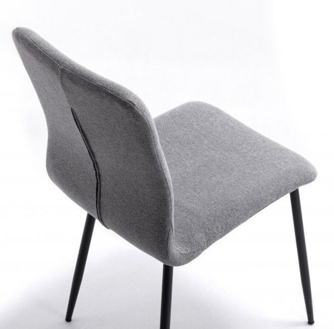Chaise gris en tissu avec pieds en métal noir Sola- Lot de 2 - Photo n°8