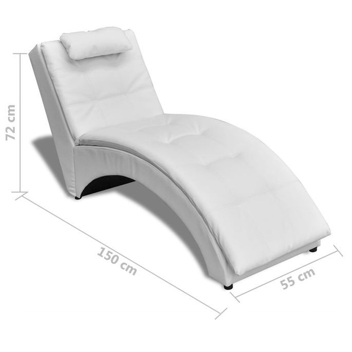 Chaise longue avec oreiller Blanc Similicuir - Photo n°6