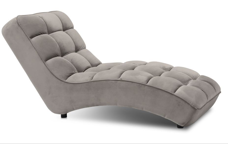 Chaise longue d'intérieur design tissu gris capitonné Rikal - Photo n°4