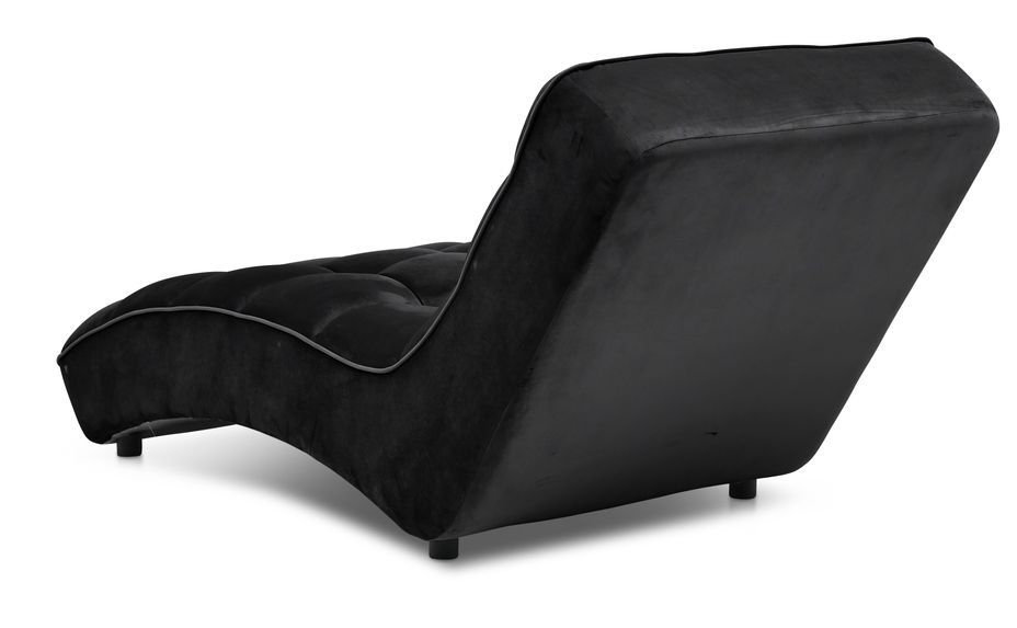 Chaise longue d'intérieur design velours noir capitonné Rikal - Photo n°3