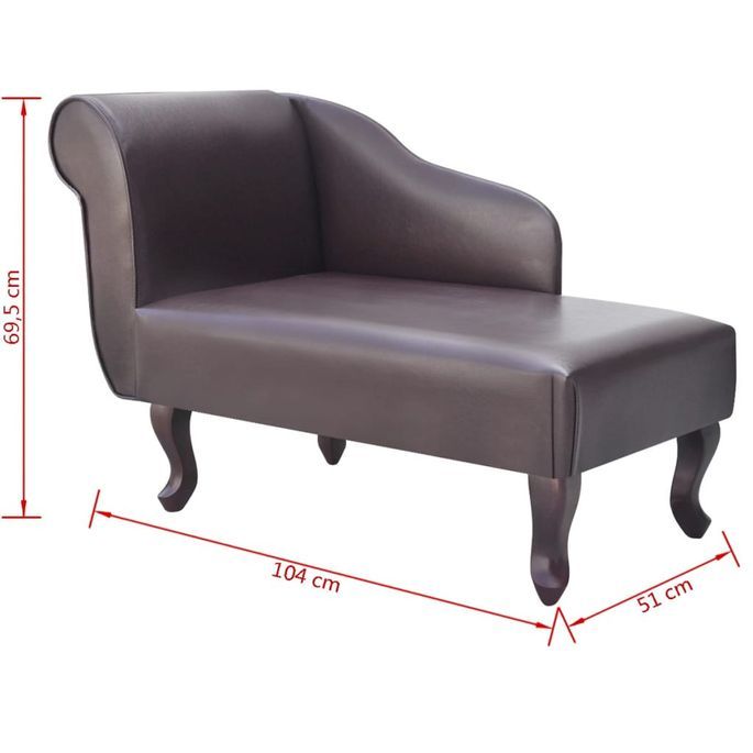 Chaise longue Marron Similicuir Luka - Photo n°6