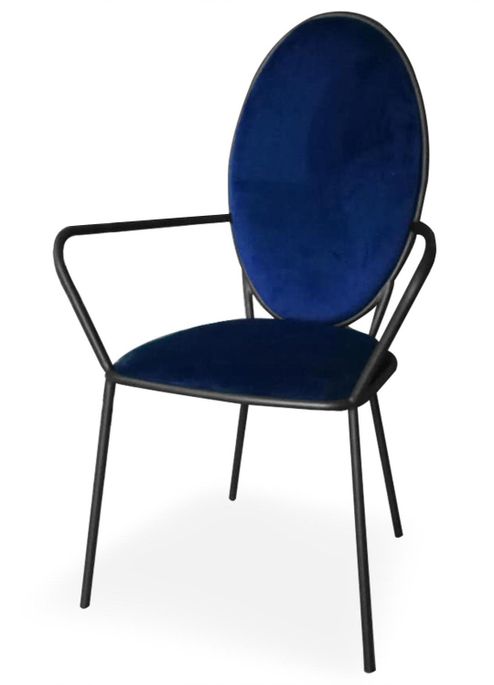 Chaise avec accoudoirs tissu beige et métal noir Baylis