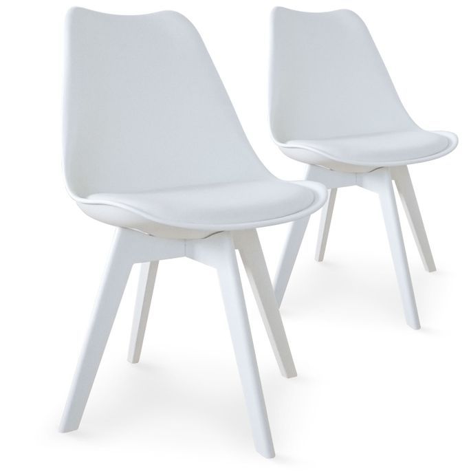 Chaise moderne Blanc Paza  Lot de 2  LesTendances.fr