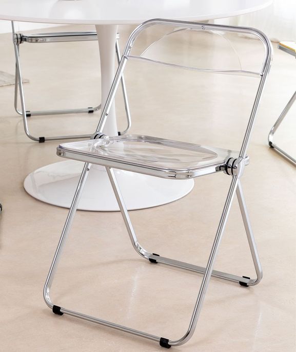 Chaise pliante métal chromé et polycarbonate transparent Pixel - Photo n°3