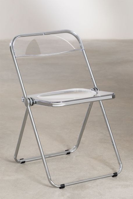 Chaise pliante métal chromé et polycarbonate transparent Pixel - Photo n°1