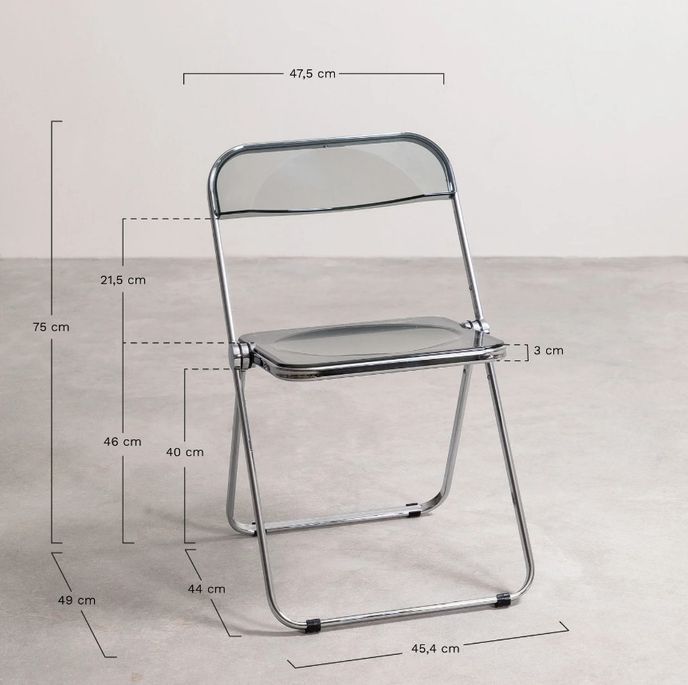 Chaise pliante métal chromé et polycarbonate transparent Pixel - Photo n°4