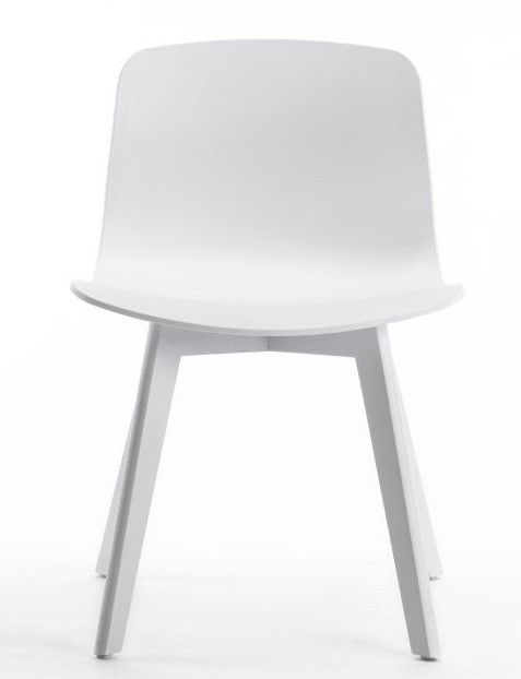 Chaise polypropylène avec pieds en hêtre teintés blanc Andy- Lot de 2 - Photo n°3