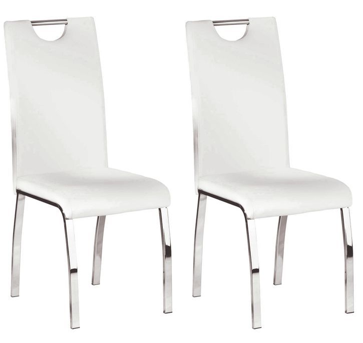 Chaise simili cuir blanc et pieds métal chromé Lust  Lot de 2