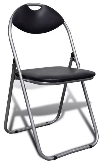 Chaise simili cuir noir et pieds métal chromé Karel - Lot de 6 - Photo n°2