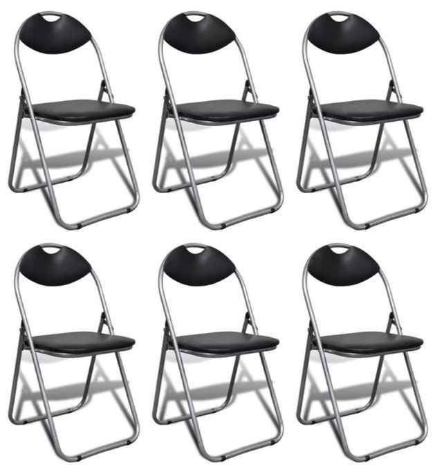 Chaise simili cuir noir et pieds métal chromé Karel - Lot de 6 - Photo n°1