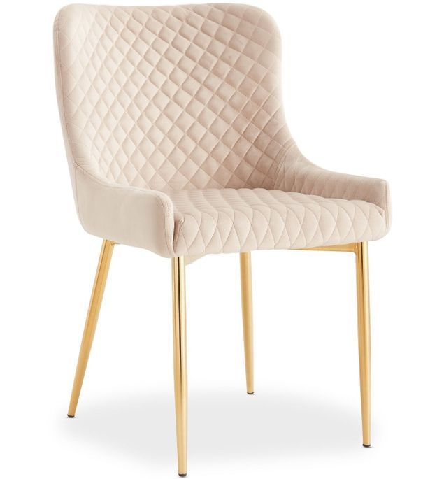 Chaise velours beige et pieds métal doré Ella Lot de 4 LesTendances.fr