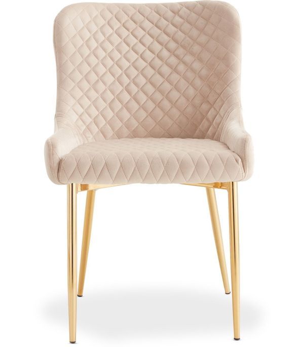 Chaise velours beige et pieds métal doré Ella Lot de 4 LesTendances.fr