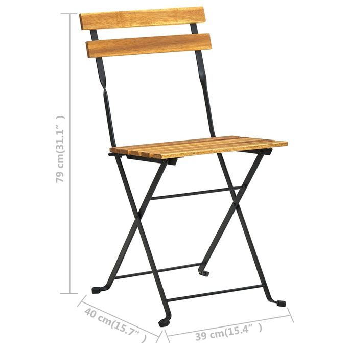Chaises de bistro pliables 4 pcs Bois d'acacia massif - Photo n°10