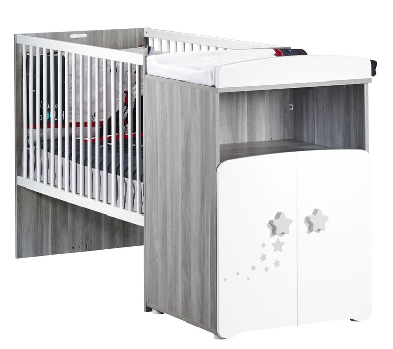 Baby Price Chambre Bebe 2 Pieces Bois Laque Blanc Et Chene Silex New Nao 60 Lestendances Fr