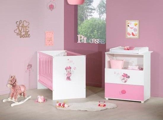 Baby Price Chambre Bebe 2 Pieces Bois Laque Blanc Et Rose Minnie 60 Lestendances Fr