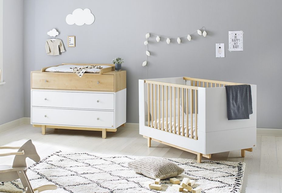 Pinolino Chambre Bebe 2 Pieces Laque Blanc Et Bois Clair Boks 70x140 Cm Lestendances Fr