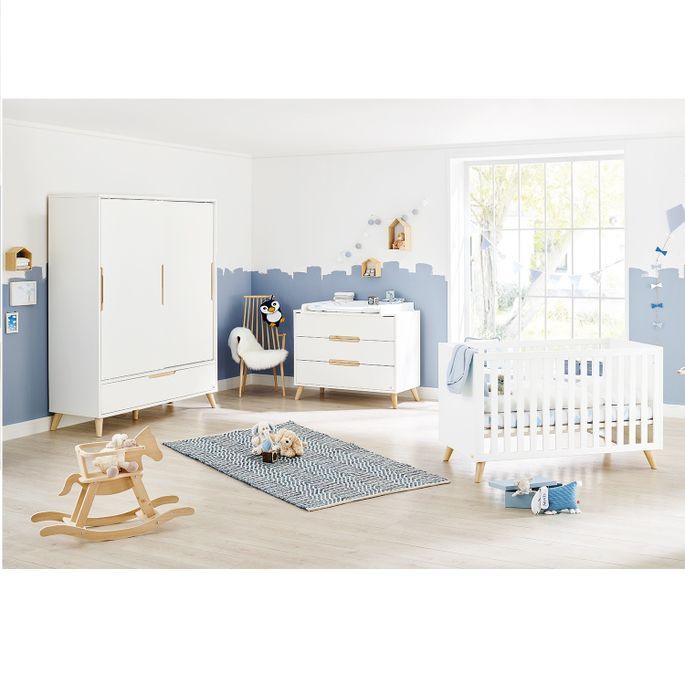 Pinolino Chambre Bebe 3 Pieces Laque Blanc Et Bois Clair Move 70x140 Cm Lestendances Fr