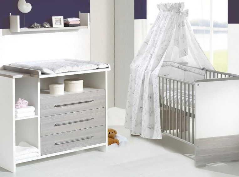 Schardt Chambre Bebe Eco Silber Lit 70x140 Cm Et Commode A Langer Bois Blanc Et Pin Argente Lestendances Fr