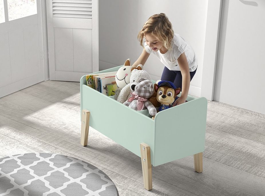 Vipack Chambre Enfant 3 Pieces Lit Chevet Et Coffre Bois Laque Vert Et Pin Clair Kiddy 90x0 Cm Lestendances Fr