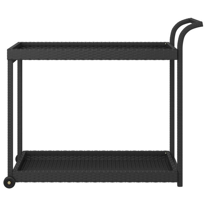 Chariot de bar Noir 100x45x83 cm Résine tressée - Photo n°3