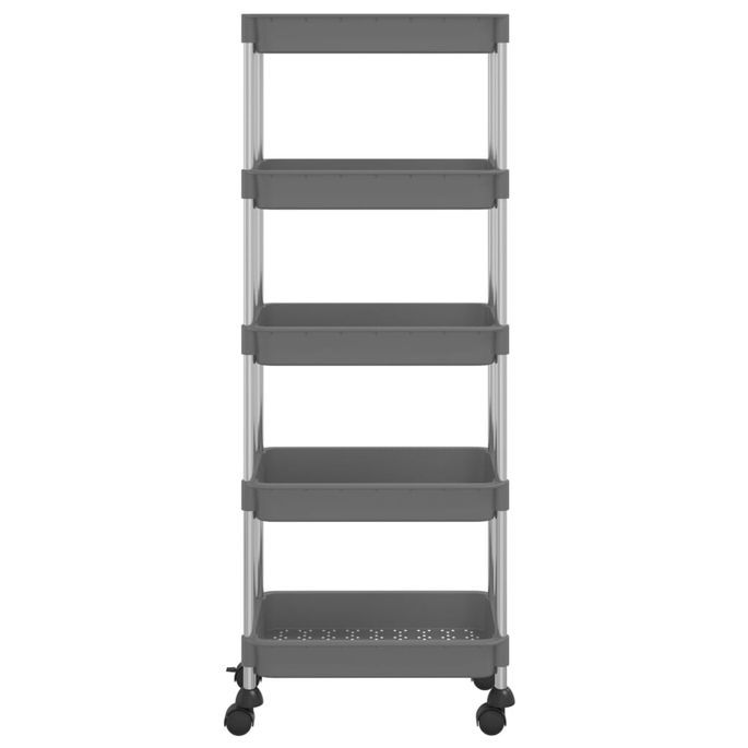 Chariot de cuisine 5 niveaux Gris 40x22x116 cm Fer et ABS - Photo n°3