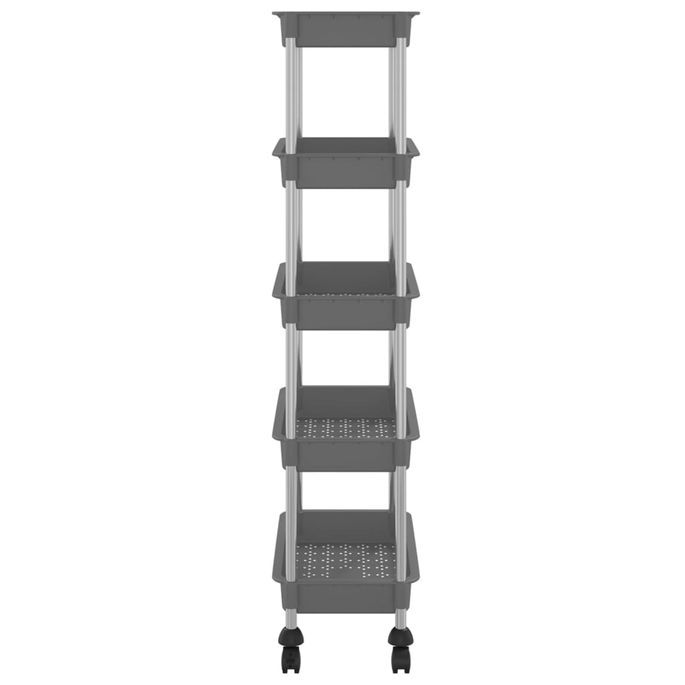 Chariot de cuisine 5 niveaux Gris 40x22x116 cm Fer et ABS - Photo n°4