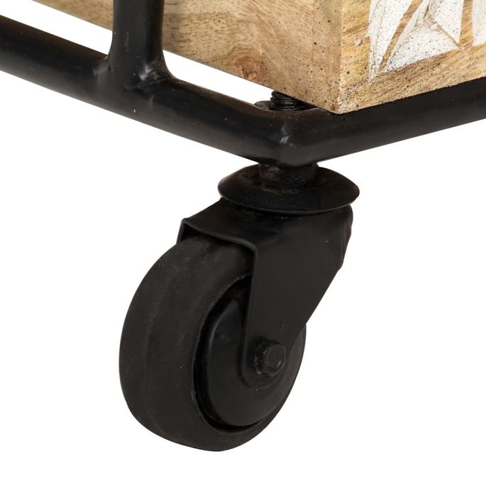 Chariot de cuisine à 3 niveaux 46x30x76 cm Bois de manguier - Photo n°6