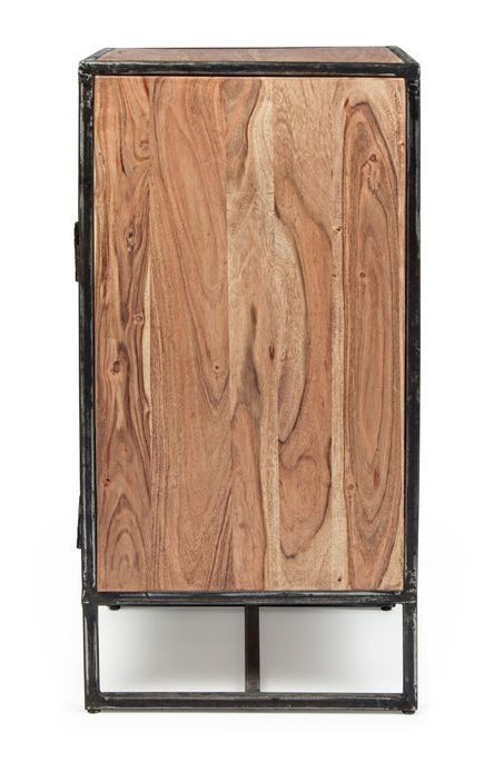 Chiffonnier 4 tiroirs en bois clair d'acacia vernis mat et acier noir Makune 45 cm - Photo n°6