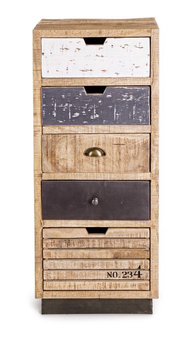 Chiffonnier bois de manguier 5 tiroirs multicolore Ely L 45 cm - Photo n°7