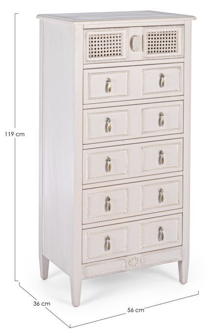 Chiffonnier en bois de sapin blanc 6 tiroirs Era L 56 cm - Photo n°3