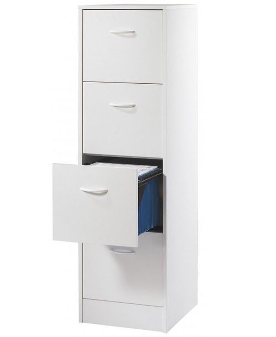 Classeur 4 tiroirs pour dossiers suspendus blanc Office H140 cm - Photo n°1