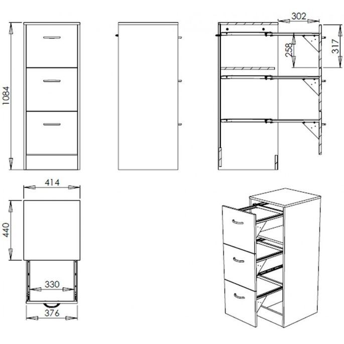 Classeur 4 tiroirs pour dossiers suspendus blanc Office H140 cm - Photo n°3
