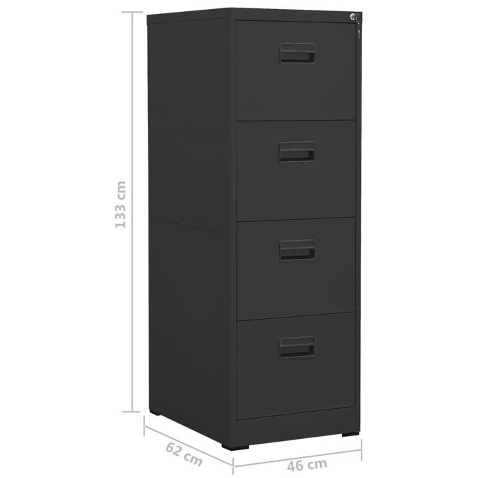 Classeur Anthracite 46x62x133 cm Acier - Photo n°11