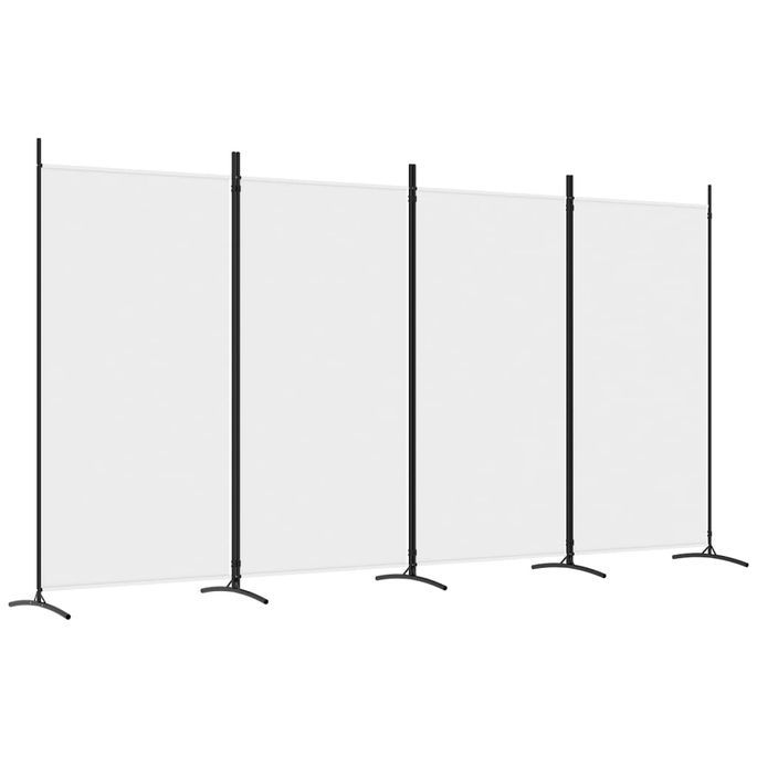 Cloison de séparation 4 panneaux Blanc 346x180 cm Tissu - Photo n°2