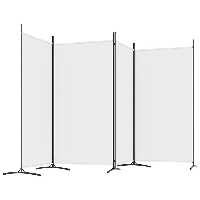 Cloison de séparation 4 panneaux Blanc 346x180 cm Tissu - Photo n°5