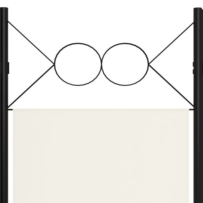 Cloison de séparation 4 panneaux Blanc crème 160x180 cm - Photo n°5