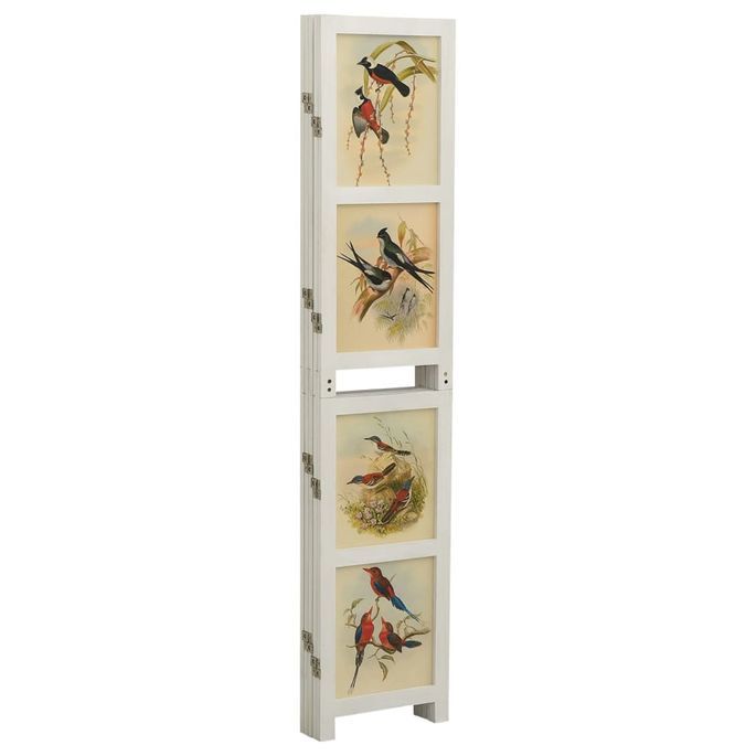 Cloison de séparation 5 panneaux Blanc 178x165 cm Bois solide - Photo n°3