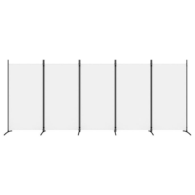 Cloison de séparation 5 panneaux Blanc 433x180 cm Tissu - Photo n°3
