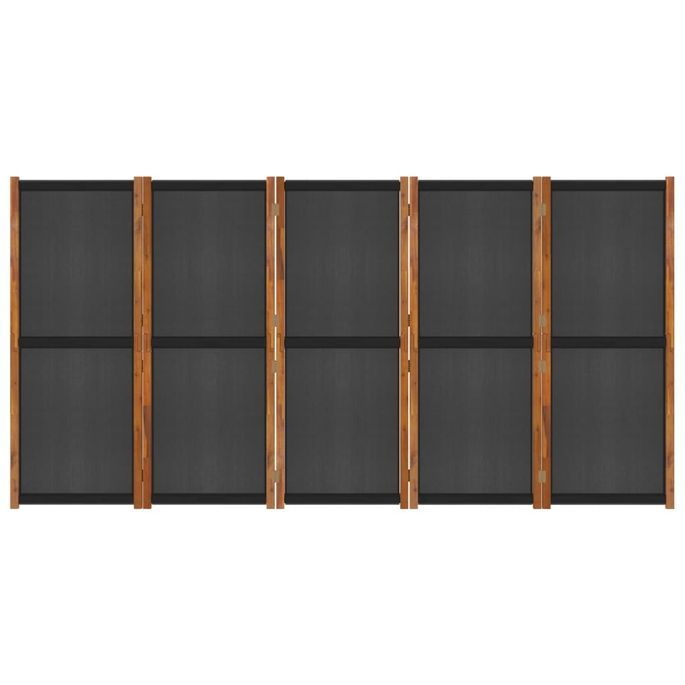 Cloison de séparation 5 panneaux Noir 350x180 cm - Photo n°6